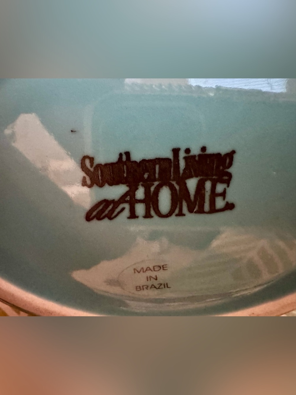 Southern Living At Home 12” Teal Gloss Ceramic Vase with Wavy Edge - Picture 3 of 5